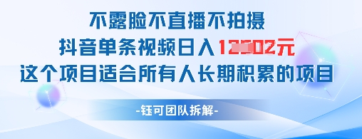 不露脸不直播不拍摄抖音单条视频日入1k+这个项目适合所有人长期积累的项目-天星云网创