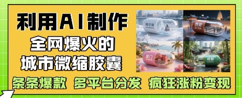 利用AI制作全网爆火的城市微缩胶囊，条条爆款， 多平台分发，疯狂涨粉变现-天星云网创