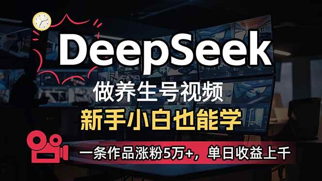 小白用DeepSeek做养生号，一条作品涨粉5万+，单日收益上千-天星云网创