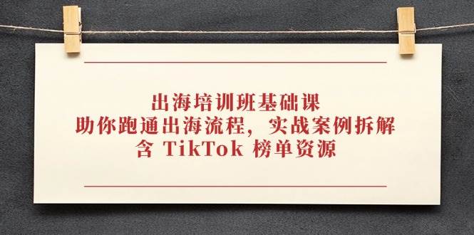出海培训班基础课，助你跑通出海流程，实战案例拆解，含 TikTok 榜单资源-天星云网创