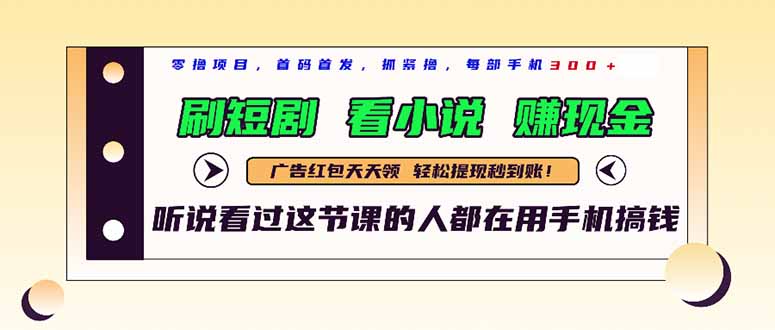最新短剧平台，刷短剧，看小说，赚现金，一部手机日入300+-天星云网创