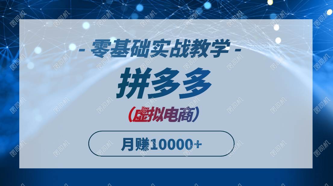拼多多虚拟电商，零基础实战教学，快速打爆商品，新手也能月入10000+-天星云网创