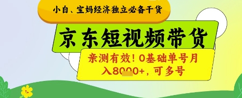 小白宝妈经济独立必备干货，京东短视频带货，亲测有效!0基础单号月入8k+，可多号【揭秘】-天星云网创