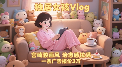 单个账号涨粉71W！用AI制作独居女孩Vlog，宫崎骏画风，治愈感拉满，一条广告报价3W-天星云网创
