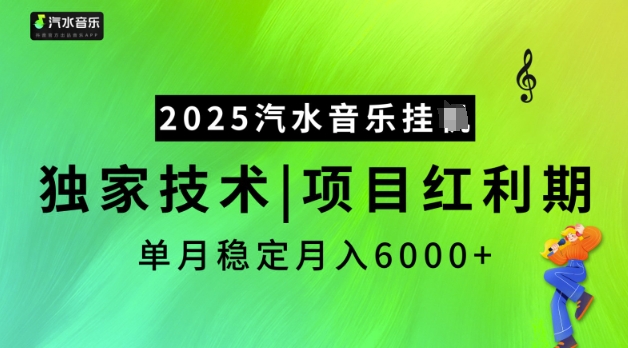 2025汽水音乐挂JI，独家技术，项目红利期，稳定月入5k【揭秘】-天星云网创