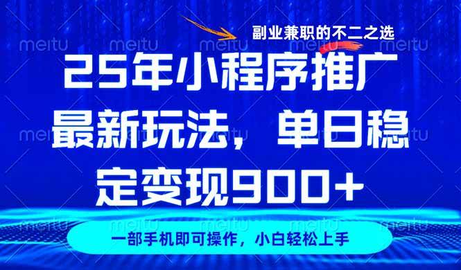 25年小程序推广最新玩法，稳定日入900+，副业兼职的不二之选-天星云网创