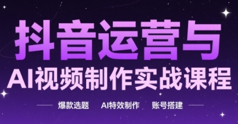 抖音运营与AI视频制作实战课程，爆款选题-AI特效制作-账号搭建-天星云网创