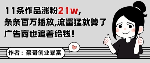 11条作品涨粉21W，条条百W播放，流量猛就算了，广告商也追着给钱-天星云网创