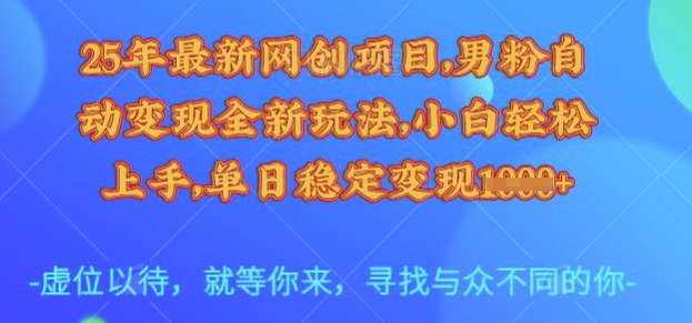 25年最新网创项目，男粉自动变现全新玩法，小白轻松上手，单日稳定变现多张【揭秘】-天星云网创