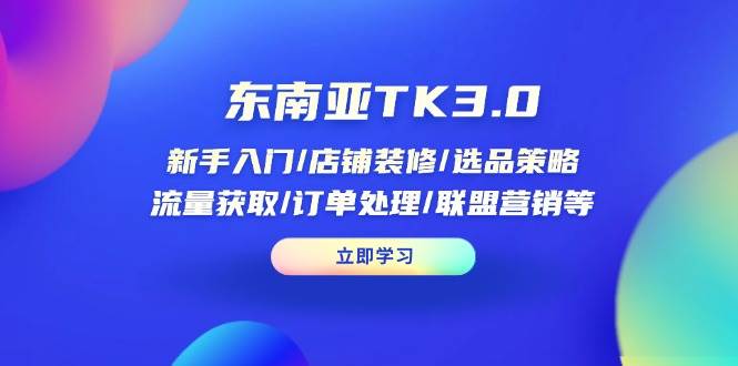东南亚TK3.0：新手入门/店铺装修/选品策略/流量获取/订单处理/联盟营销等-天星云网创