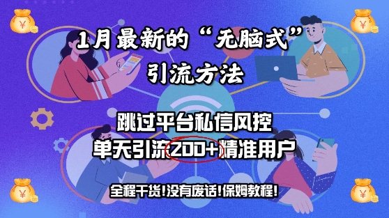 1月最新的“无脑式”引流方法，跳过平台私信风控，单天引流200 精准用户-天星云网创