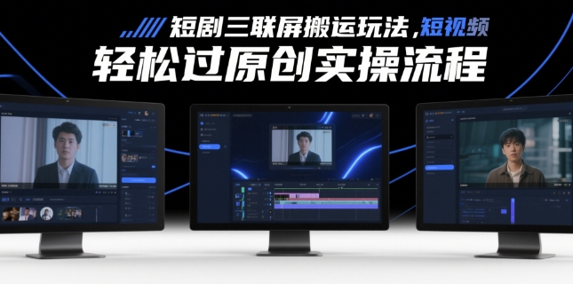 短剧三联屏搬运玩法，短剧搬运轻松过原创实操流程-天星云网创
