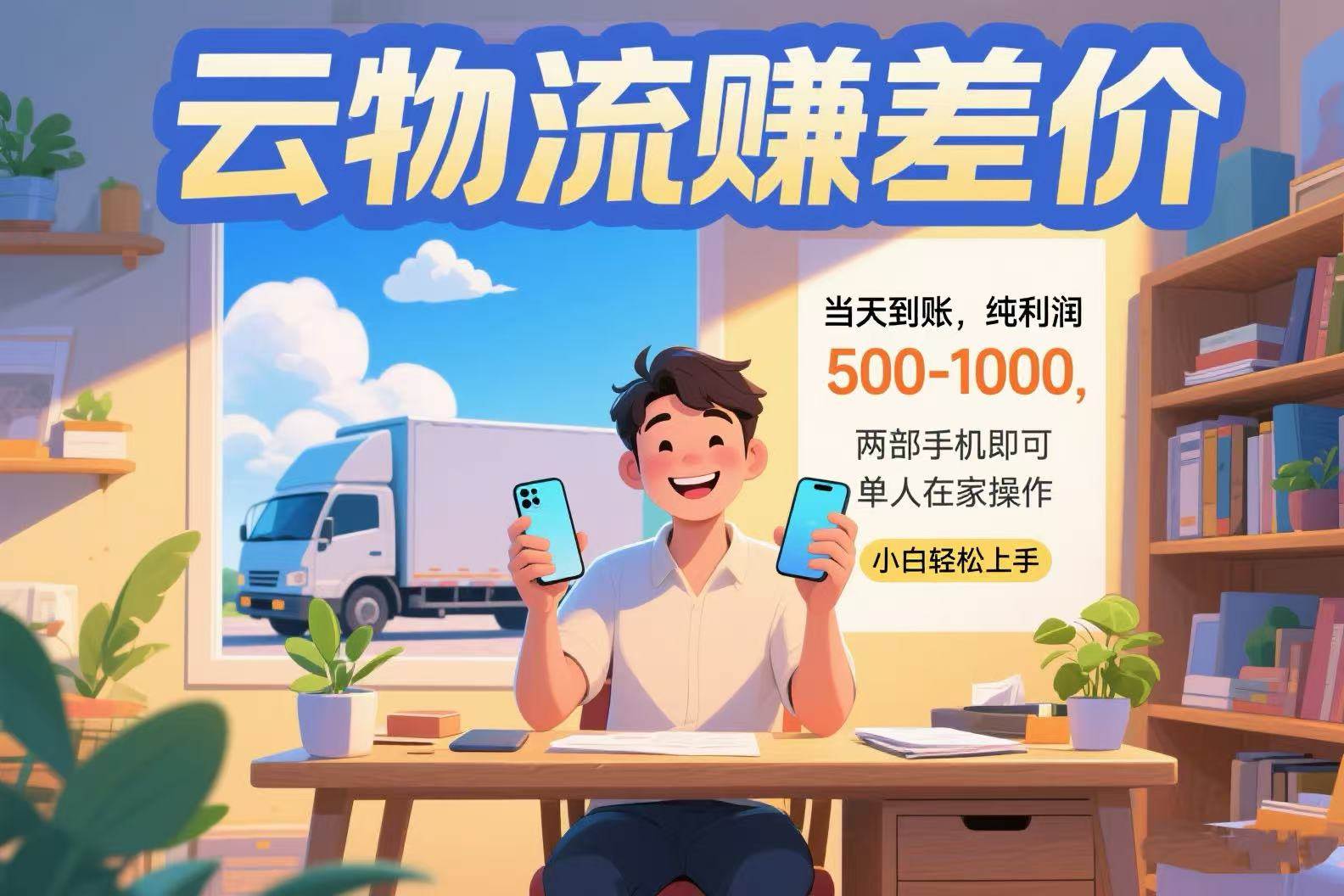 云物流赚差价 当天到账纯利润500-1000 两部手机即可 可单人在家操作 小…-天星云网创