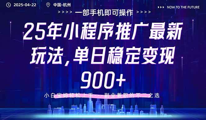 25年小程序推广最新玩法，单日稳定变现900+，小白轻松上手-天星云网创
