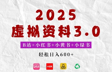 2025年B站 小红书 小黄书 小绿书组合新玩法，虚拟资料3.0打法，轻松日入多张-天星云网创