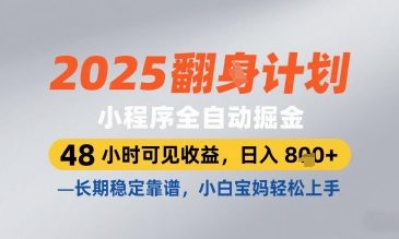 2025小程序全自动掘金，48 小时可见收益，日入8张，长期稳定靠谱，小白宝妈轻松上手【揭秘】-天星云网创