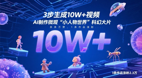 3步生成10W+视频，AI制作微观“小人物世界”科幻大片，条条万赞，1条作品涨粉2.3W-天星云网创