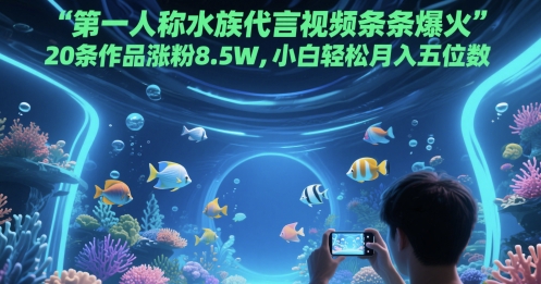 第一人称水族代言视频条条爆火，20条作品涨粉8.5W，小白轻松月入五位数-天星云网创