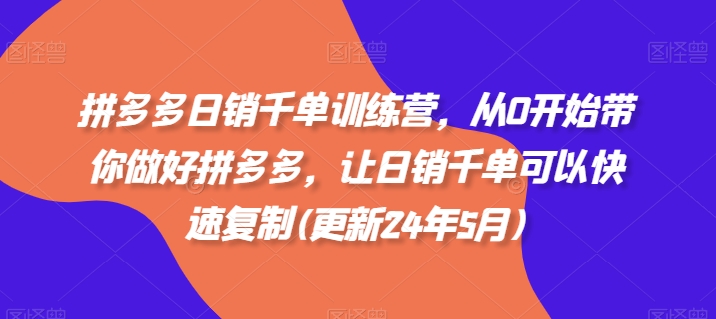 拼多多日销千单训练营，从0开始带你做好拼多多，让日销千单可以快速复制(更新25年2月)-天星云网创