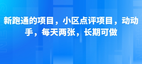 新跑通的项目，小区点评项目，动动手，每天两张，长期可做-天星云网创
