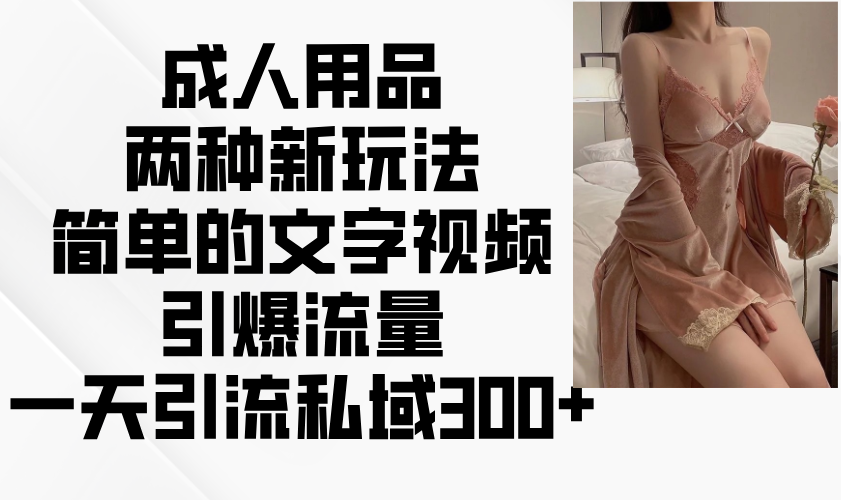 成人用品两种新玩法，简单的文字视频引爆流量，一天引流私域300-天星云网创