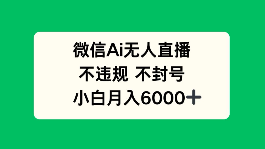 微信AI无人直播，不违规 不封号 ，小白月入6000+-天星云网创