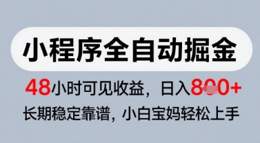 微信小程序全自动掘金，快速见收益，长期稳定靠谱，零基础友好，日入8张【揭秘】-天星云网创