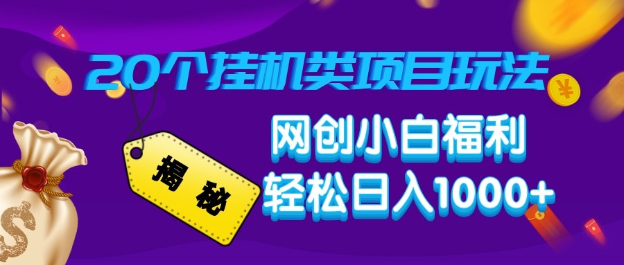 揭秘20种挂机类项目玩法 网创小白福利轻松日入1000-天星云网创