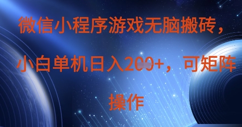 微信小程序游戏无脑搬砖，单设备日入2张+，可矩阵操作-天星云网创