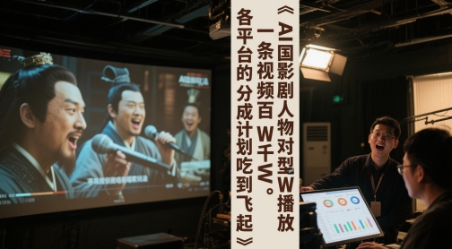 AI三国影视剧人物对口型唱歌玩法，一条视频百W千W播放，各平台的分成计划吃到飞起-天星云网创