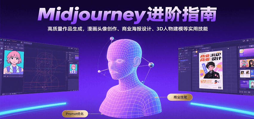 Midjourney进阶指南：高质量作品生成，漫画头像创作、商业海报设计、3D人物建模等-天星云网创