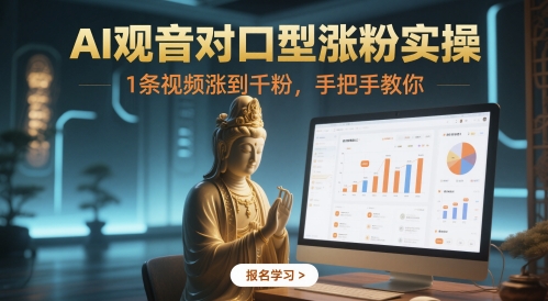 AI观音对口型涨粉实操，1条视频涨到千粉，手把手教你-天星云网创