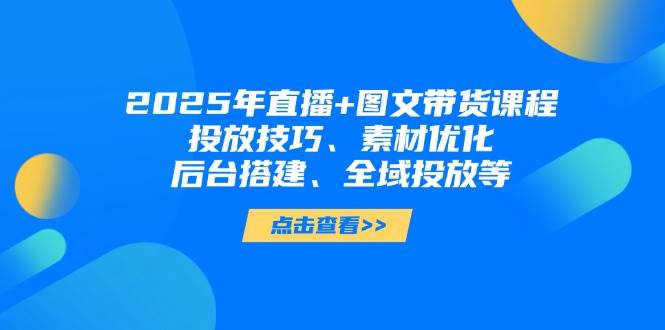 2025年直播+图文带货课程，投放技巧、素材优化、后台搭建、全域投放等-天星云网创