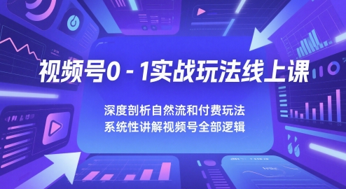 视频号0-1实战玩法线上课，深度剖析自然流和付费玩法，统性讲解视频号全部逻辑-天星云网创