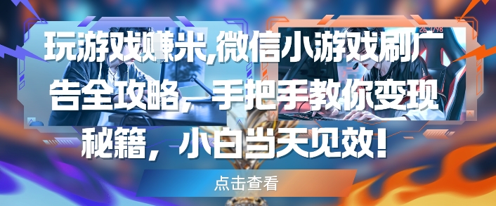玩游戏挣米，微信小游戏刷广告全攻略，手把手教你变现秘籍，小白当天见效-天星云网创