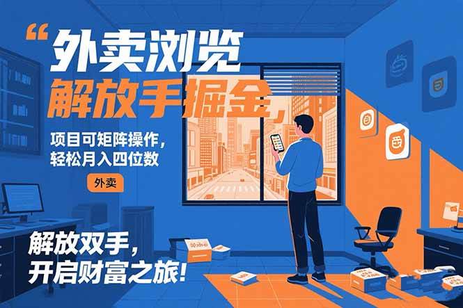 外卖浏览掘金项目 可矩阵操作 轻松日入500+-天星云网创