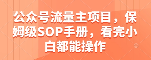 公众号流量主项目，保姆级SOP手册，看完小白都能操作-天星云网创