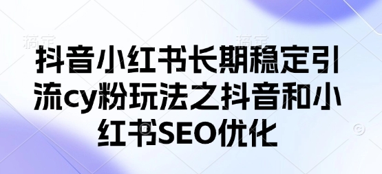 抖音小红书长期稳定引流cy粉玩法之抖音和小红书SEO优化-天星云网创