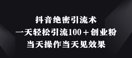 抖音绝密引流术，一天轻松引流100+创业粉，当天操作当天见效果-天星云网创