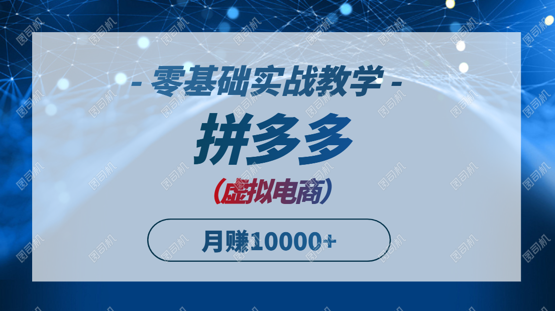 拼多多虚拟电商，零基础实战教学，快速打爆商品，新手也能月入10000+-天星云网创