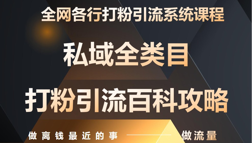 月入9万：全网唯一私域打粉引流神课，零基础手把手带你引流变现-天星云网创