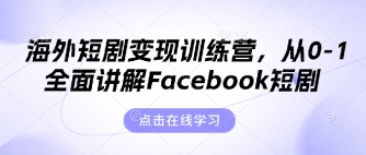 海外短剧变现训练营，从0-1全面讲解Facebook短剧-天星云网创