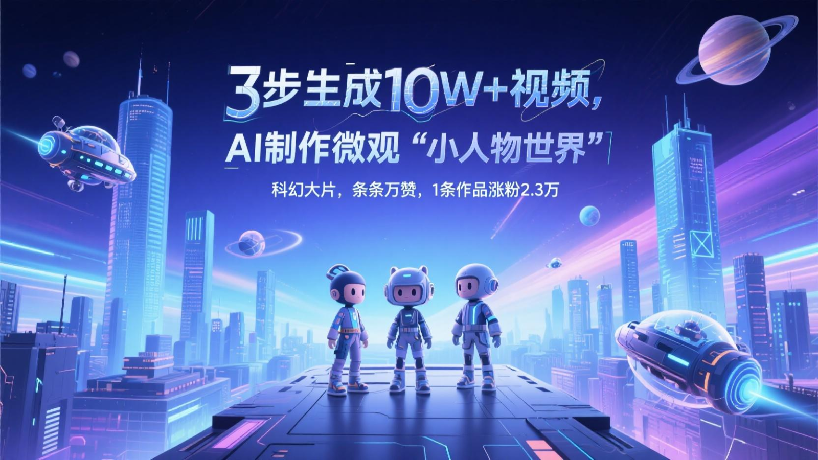 三步生成10W+视频，AI制作微观“小人物世界”科幻大片，条条万赞，1条作品涨粉2.3万-天星云网创