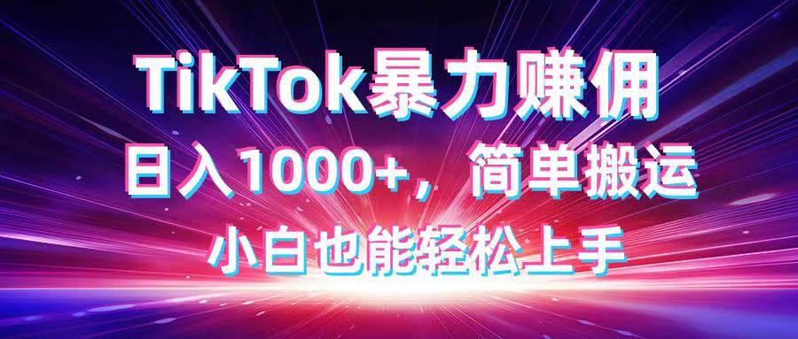 TikTok搬运暴力赚佣，日入1000+，简单搬运，小白也能轻松上手-天星云网创