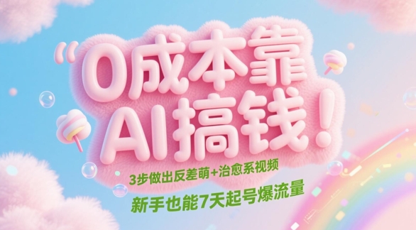 0成本靠AI搞钱！3步做出反差萌+治愈系视频，新手也能7天起号爆流量-天星云网创