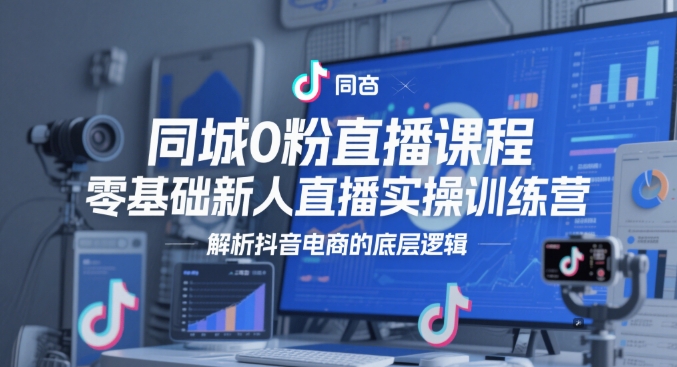同城0粉直播课程，零基础新人直播实操训练营，解析抖音电商的底层逻辑-天星云网创