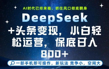DeepSeek+头条变现，保姆级教学，小白轻松上手，日入8张+【揭秘】-天星云网创