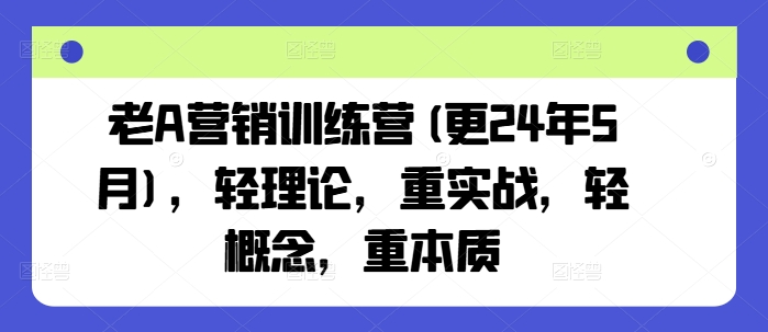老A营销训练营(更25年3月)，轻理论，重实战，轻概念，重本质-天星云网创