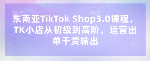 东南亚TikTok Shop3.0课程，TK小店​从初级到高阶，运营出单干货输出-天星云网创