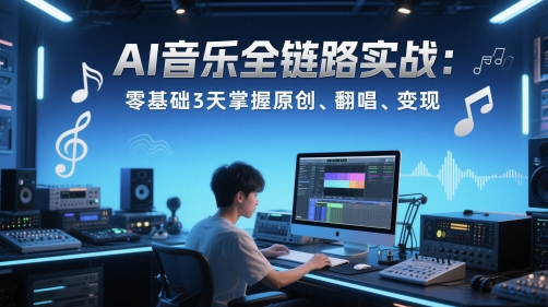 AI音乐全链路实战变现课：零基础3天掌握原创、翻唱、变现-天星云网创